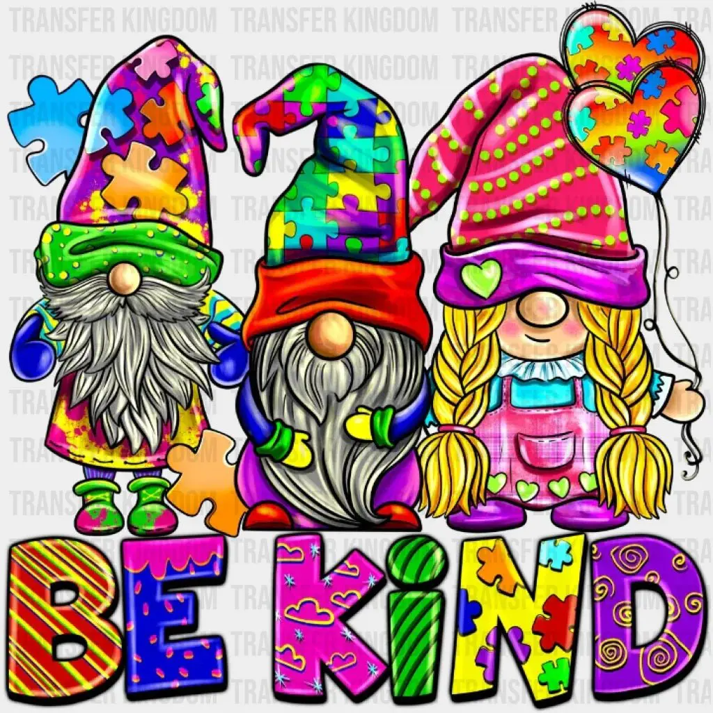A group of gnomes with the words be kind